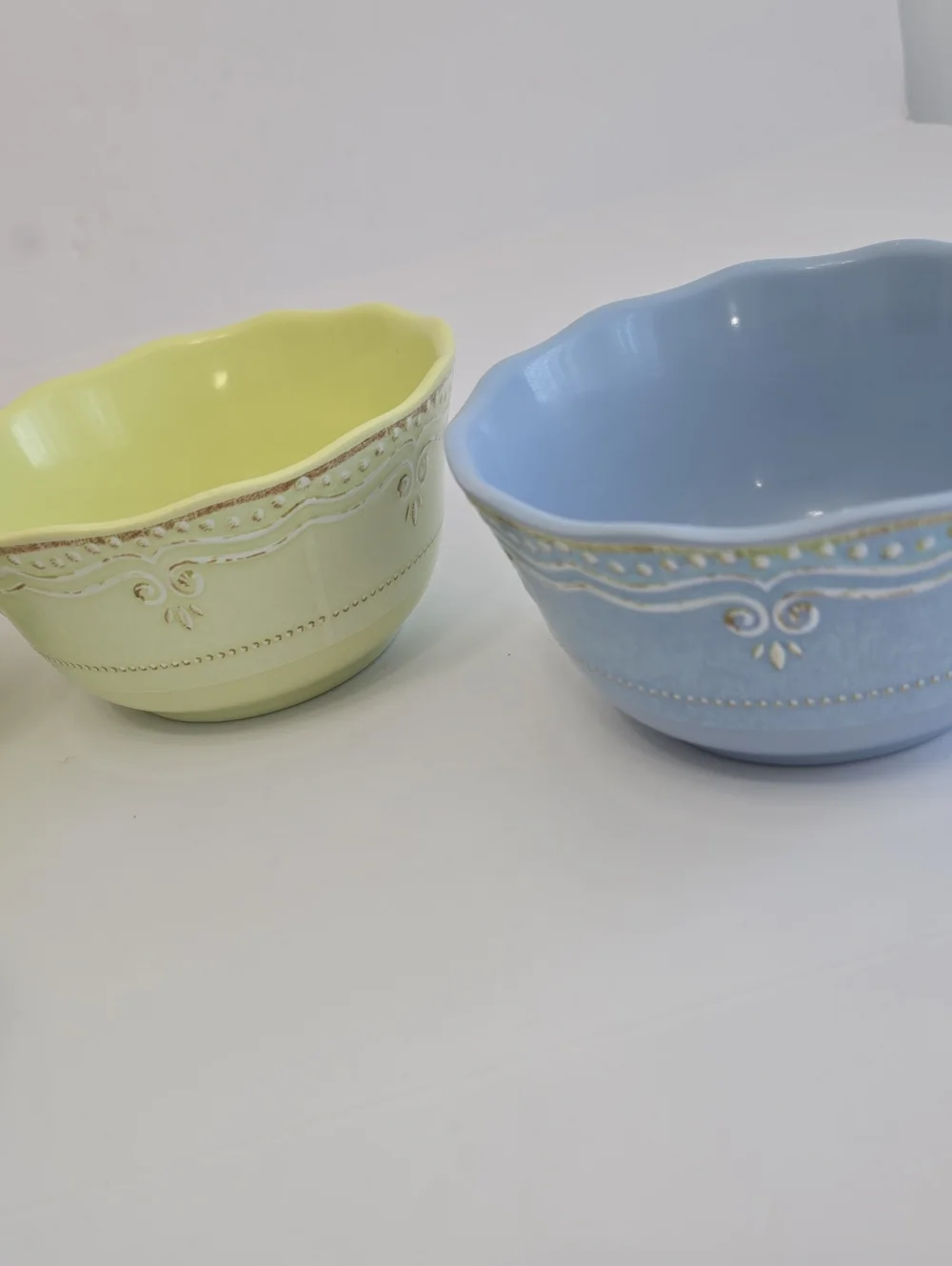 Lenox Set Of 4 French Perle Bowls Melamine Pistachio Green Ice Blue 5 5/8
